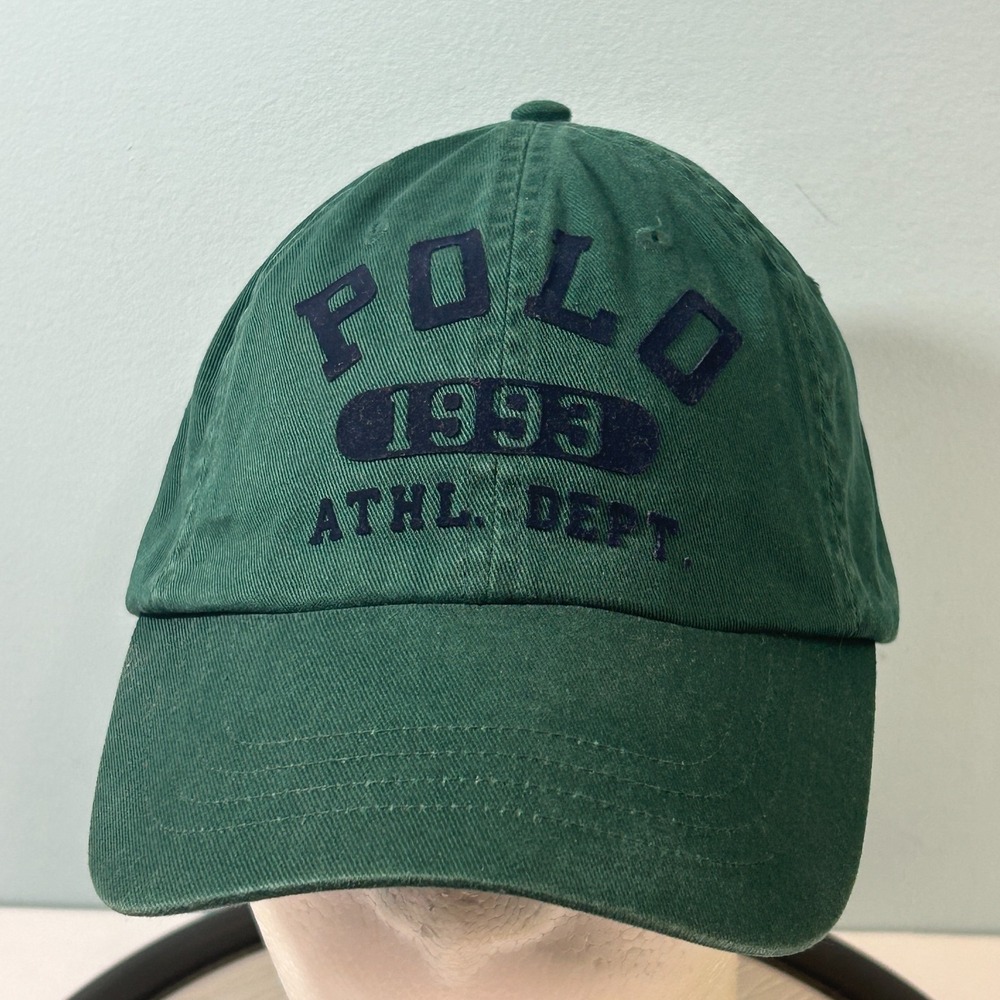 Polo Ralph Lauren 1993 ATHL DEPT Hat Green Adjustable Strapback Dad Cap OSFM